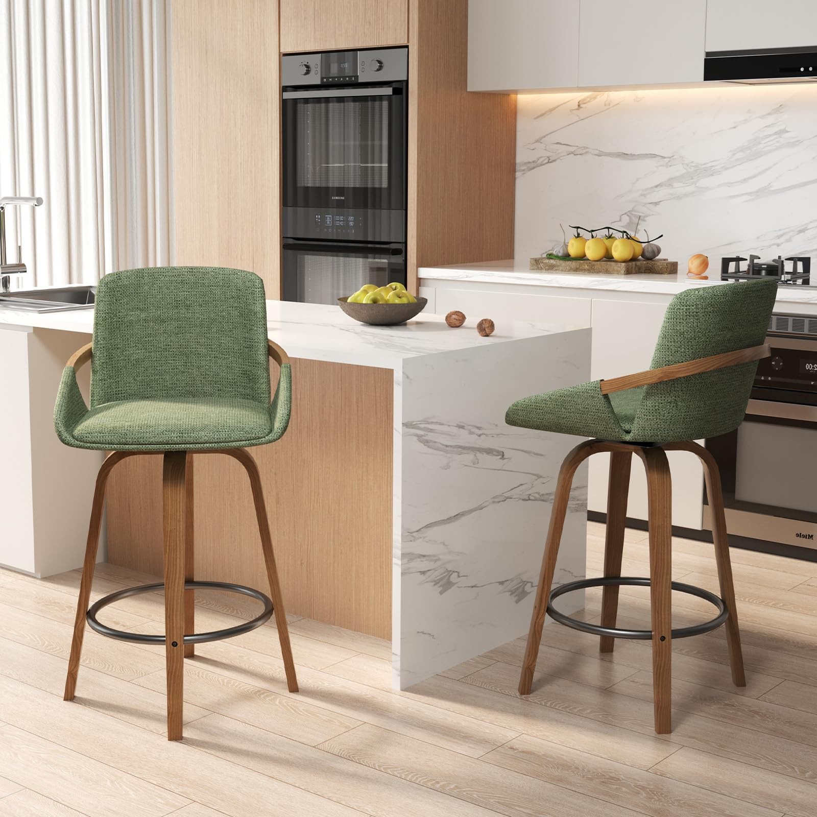 Bar Stools Set of 4 26 Inch Counter Height Chairs with High Backrest