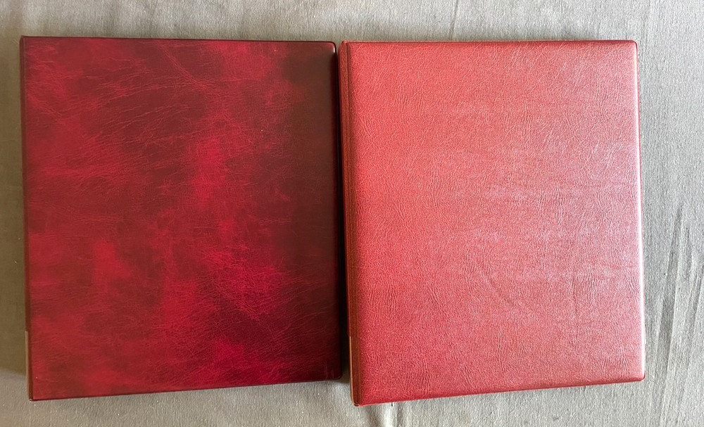 Two Red Padded First Day Cover Albums with 20 Inserts