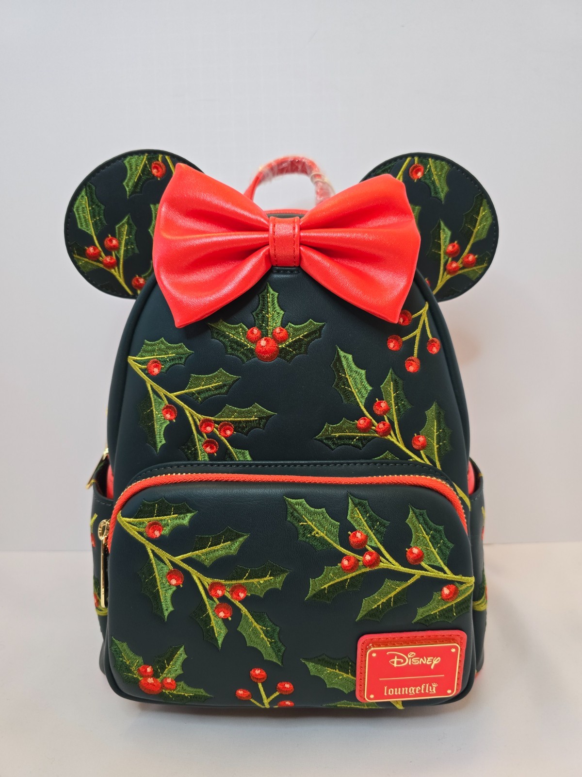 Loungefly Disney Minnie Mouse Holiday Holly Ears Mini Backpack- Mistletoe