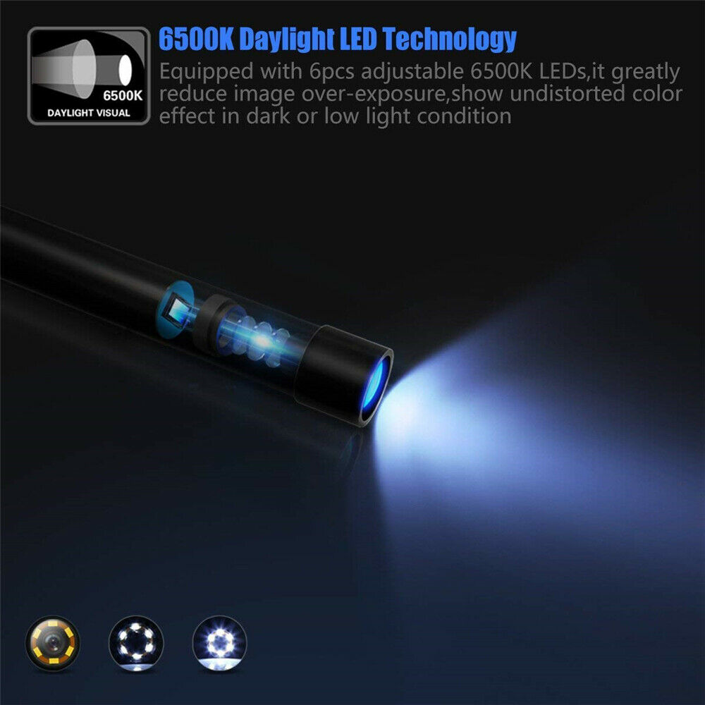 3FT 6LEDS Snake Endoscope Borescope 7mm Inspection USB Camera Scope For Android
