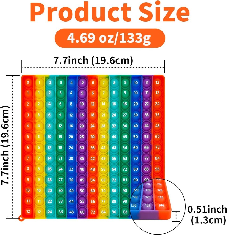 12x12 Multiplication Pop Game & Math Chart | Interactive Learning Toy for Kids |