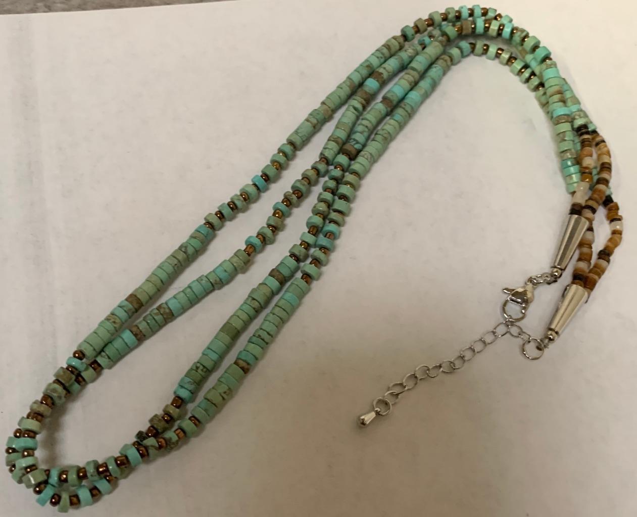 South western multi-strands turquoise heishi necklace/21"-23"(y241c-w1)