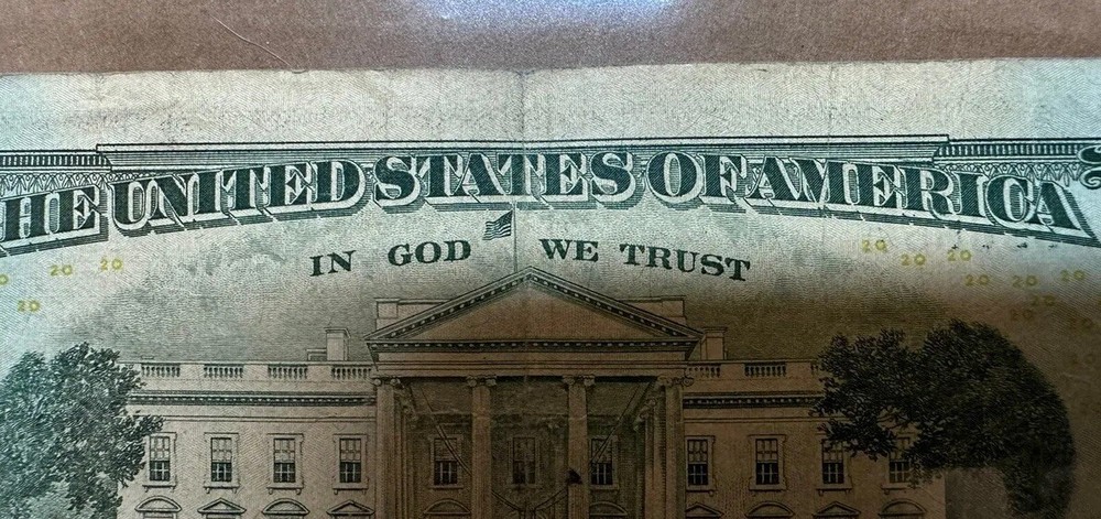 $20 BILL INK SMEAR ERROR & OVER INK BLEED THROUGH REVERSE