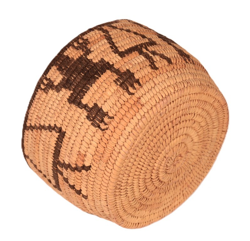 Antique Papago Basket ca. 1930 4.875" H x 7.625" D Hand Coiled