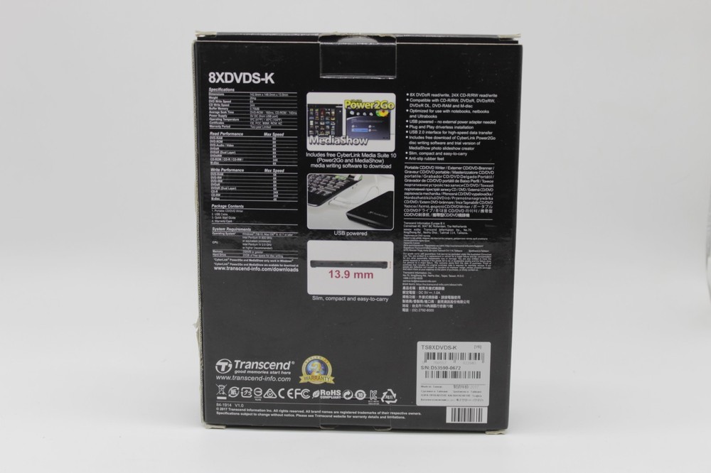 Transcend Portable CD/DVD Writer 8XDVDS-K
