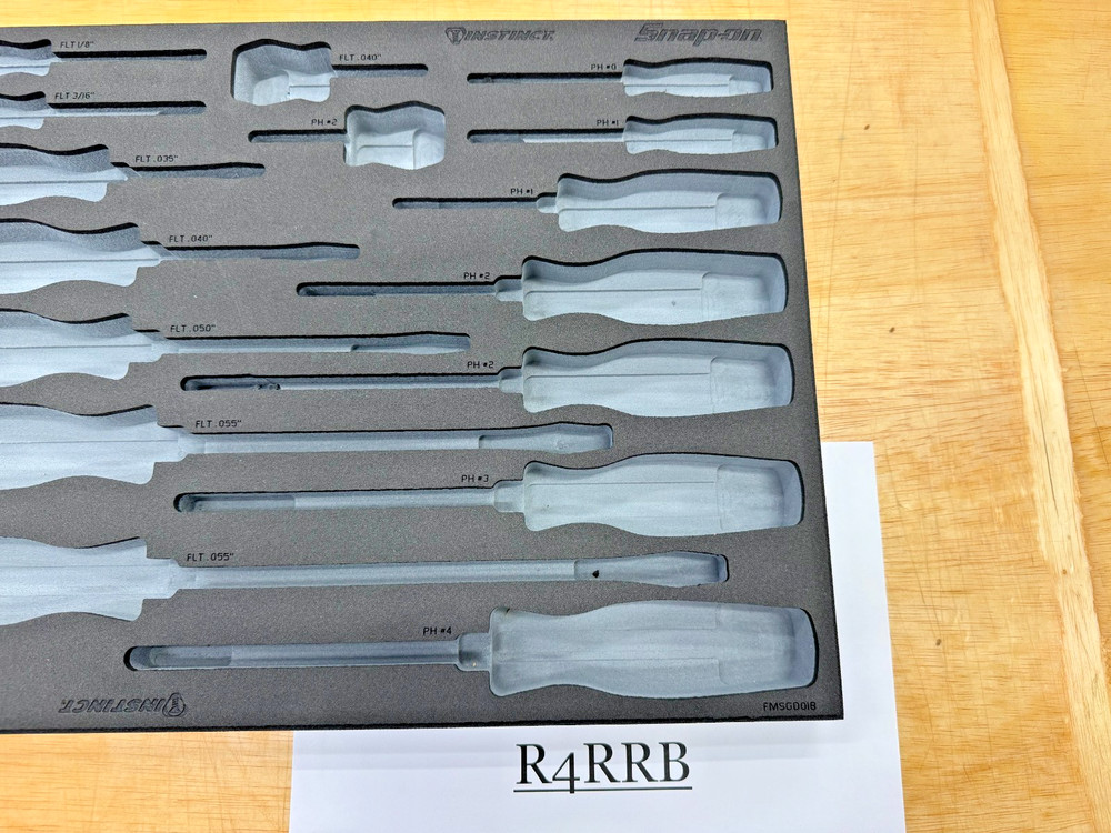 Snap-on Tools NEW GREY FOAM ORGANIZER for 16pc Soft Grip Screwdriver FMSGD01BDT