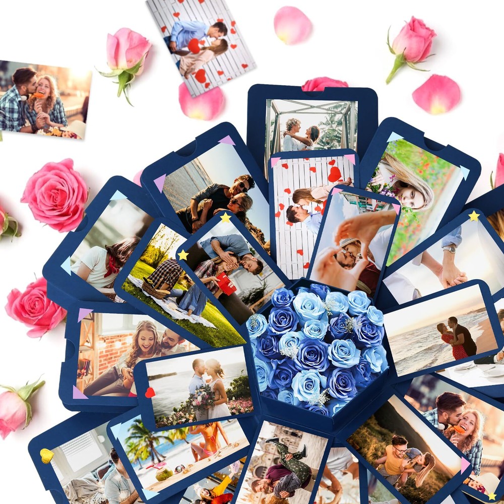 Blue Exploding Gift Box DIY Scrapbooking Accessories for Anniversary Birthday