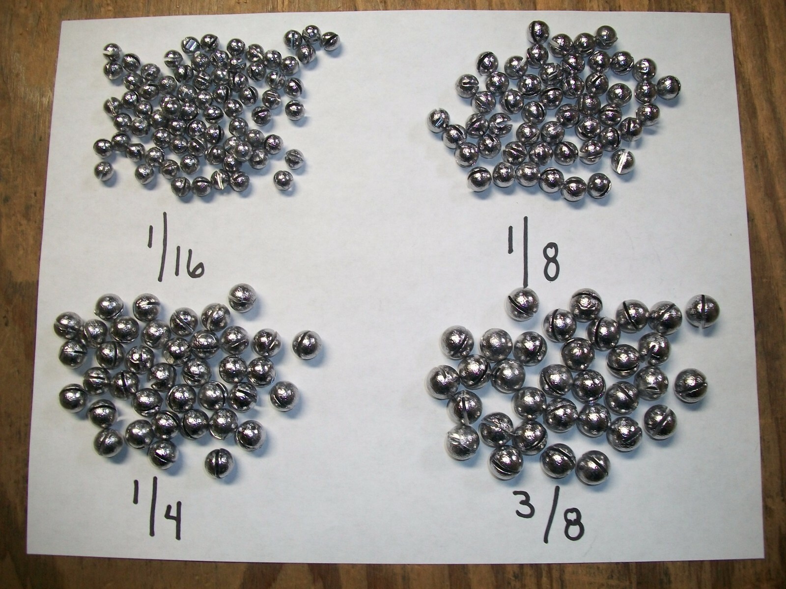 1/16,1/8,1/4,3/8 Round Split Shot sinkers  - choice of quantity - FREE SHIPPING