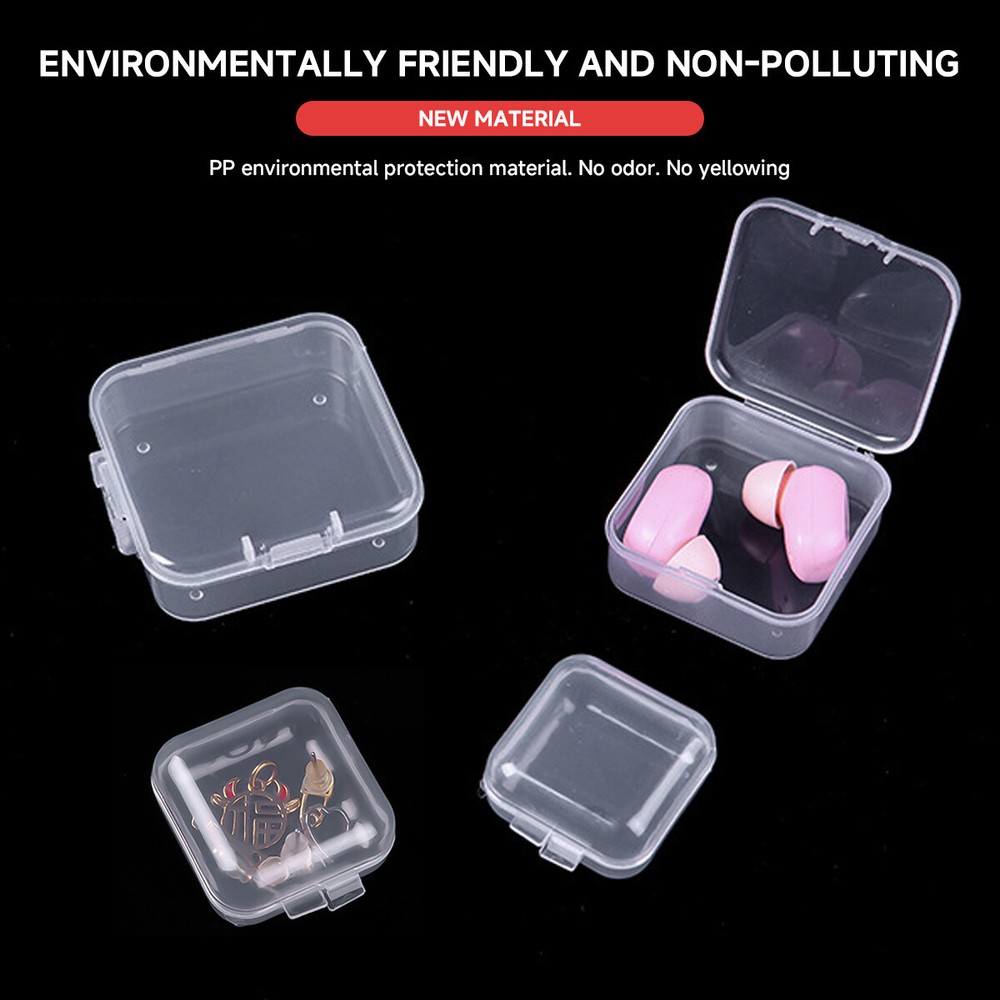 6-100Pcs Mini Clear Plastic Small Box Case Storage Container For Jewelry Bead