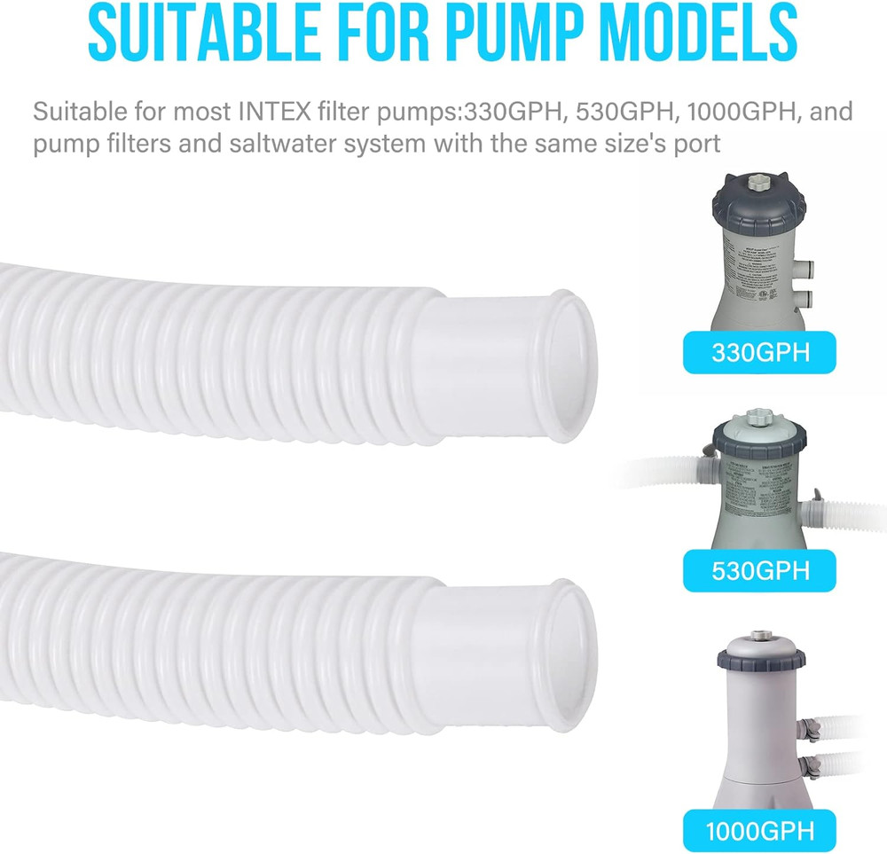 Pool Pump Hose for Ground Pools 2 Pack 1.25" Diameter Pool Filter Hose Accessory