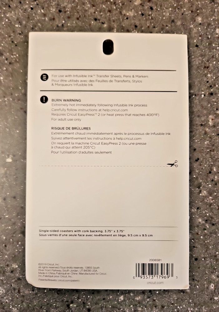 Cricut Infusible Ink Square Coaster Blanks 3.75"