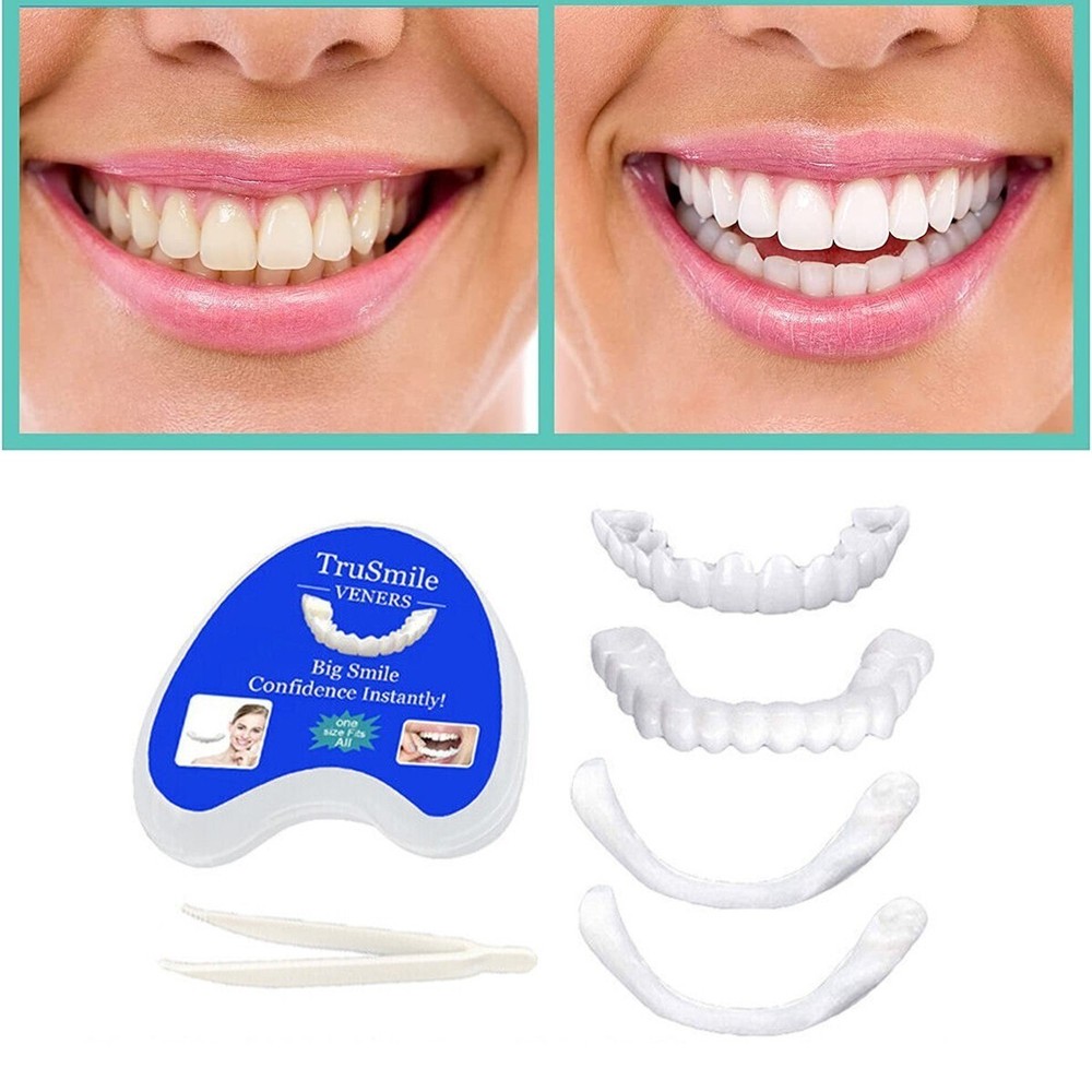 Snap On Veneers Upper & Lower Set - Instant False Teeth Covers No Adhesive hkw