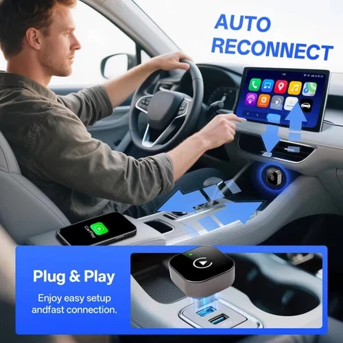 Wireless CarPlay Adapter for Apple iPhone & Android Auto USB Adapter Plug & Play