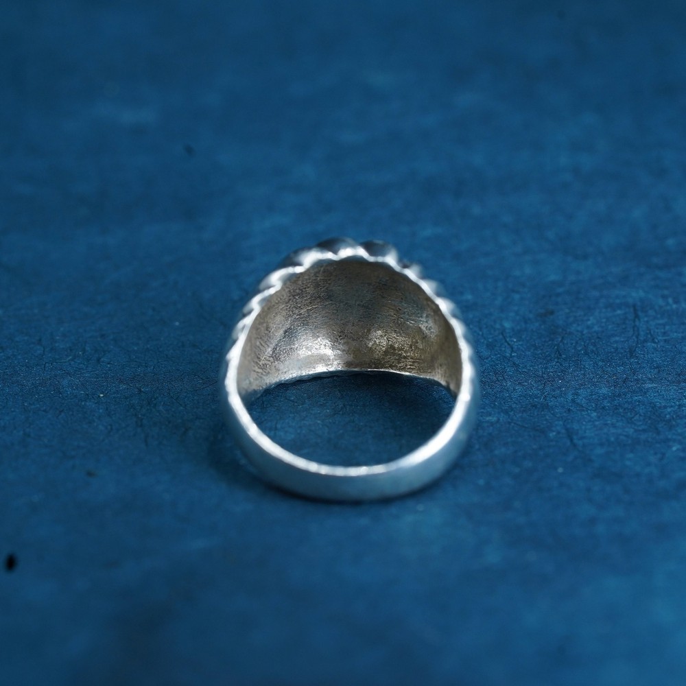 Size 6.5, Sterling silver handmade ribbed ring, 925 silver statement ring