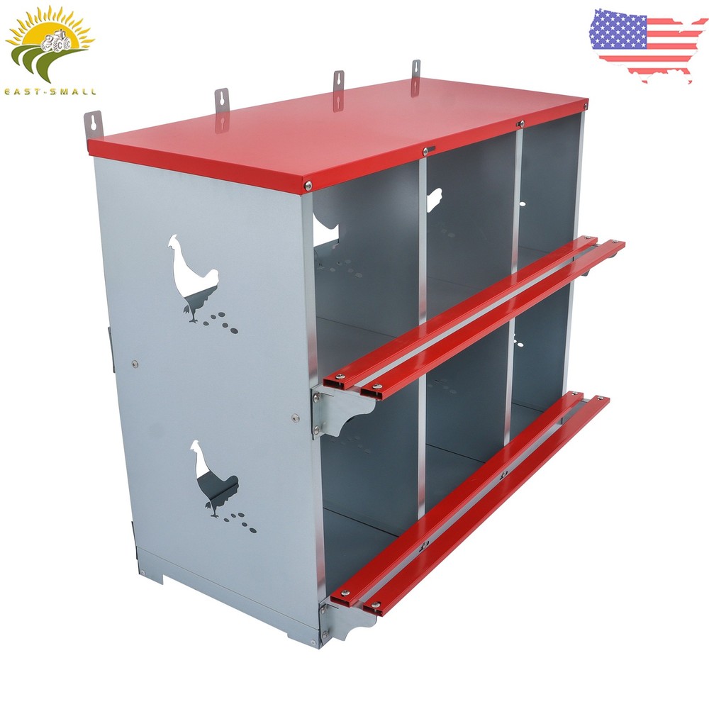 Chicken Laying Boxes 6 Compartment Nesting Boxes for Chickens Galvanized Steel