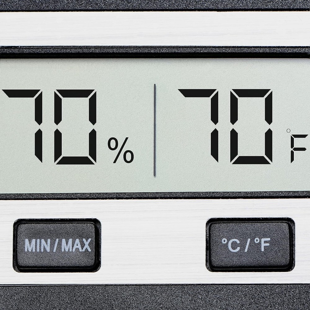 Xikar PuroTemp Rectangular Digital Hygrometer, Compact and Lightweight, Black