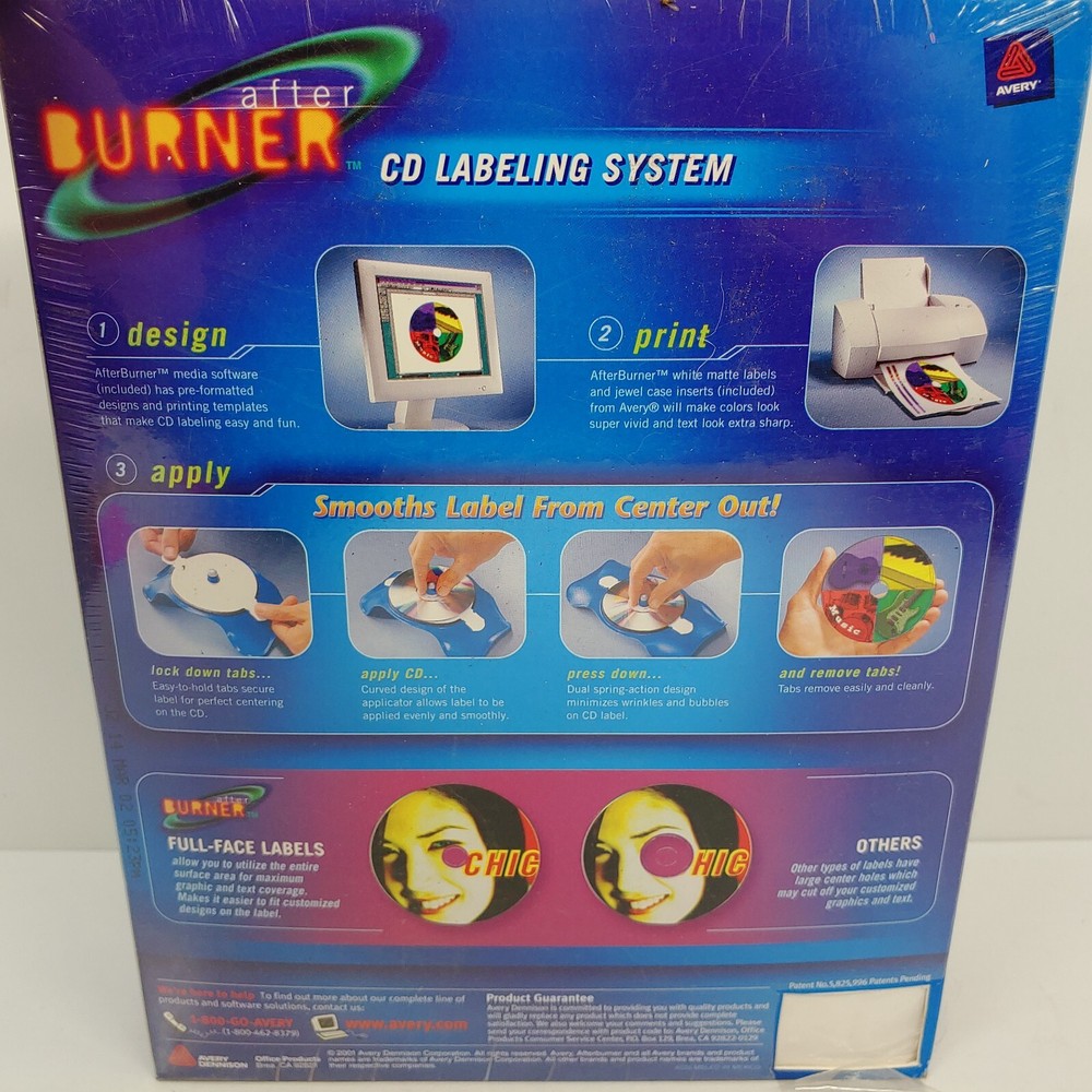 After Burner CD Labeling System PC CD-ROM Software Program 2001 Avery