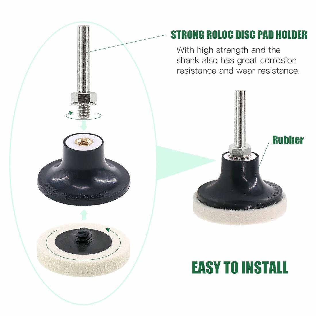 1"2"3" Wool Felt Polishing Wheel Disc Die Grinder Sanding Pads R Type Roll Lock