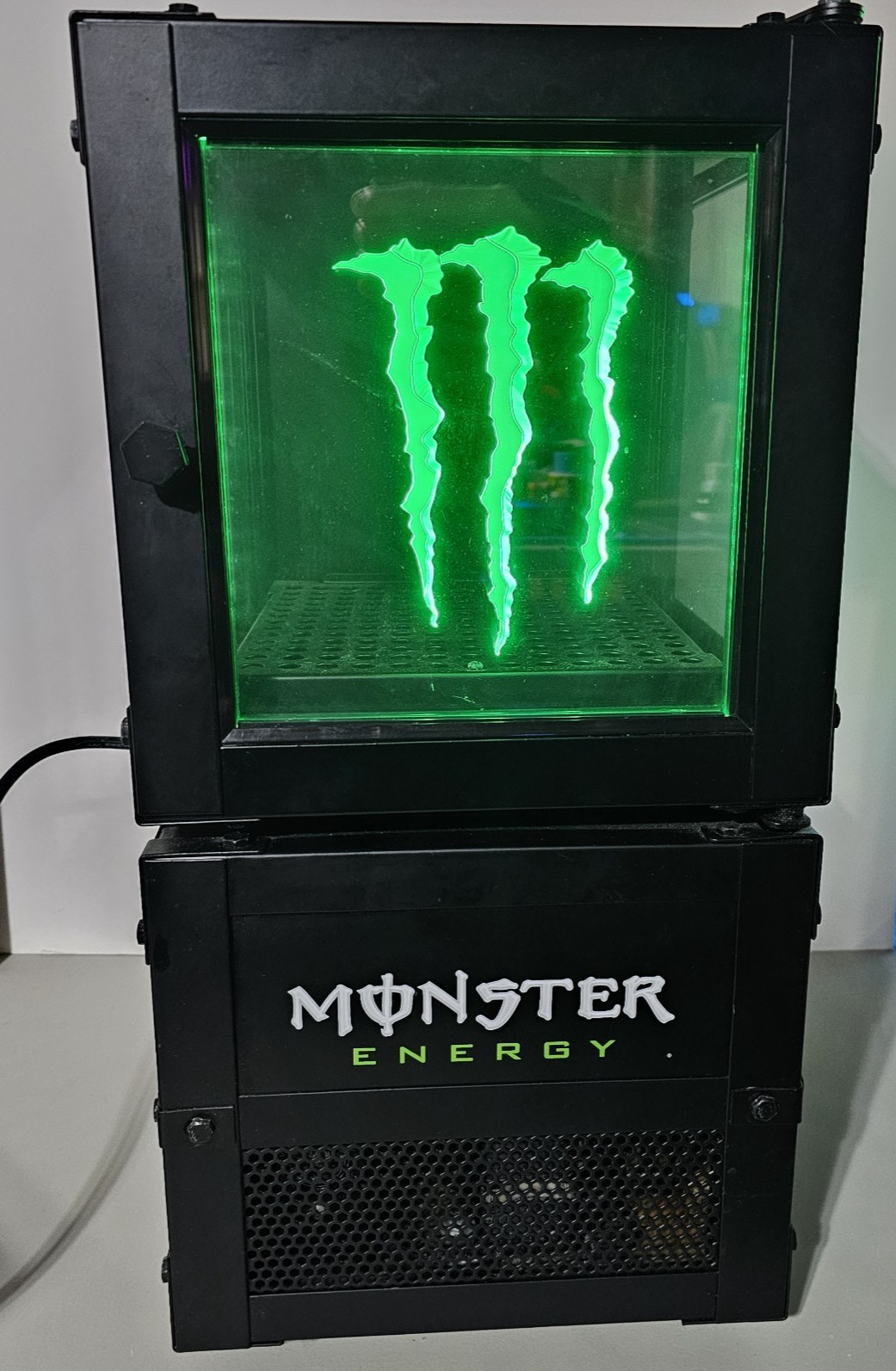 Monster Energy Mini Fridge Desktop Storage Countertop Display 11x11x22 Lit Door