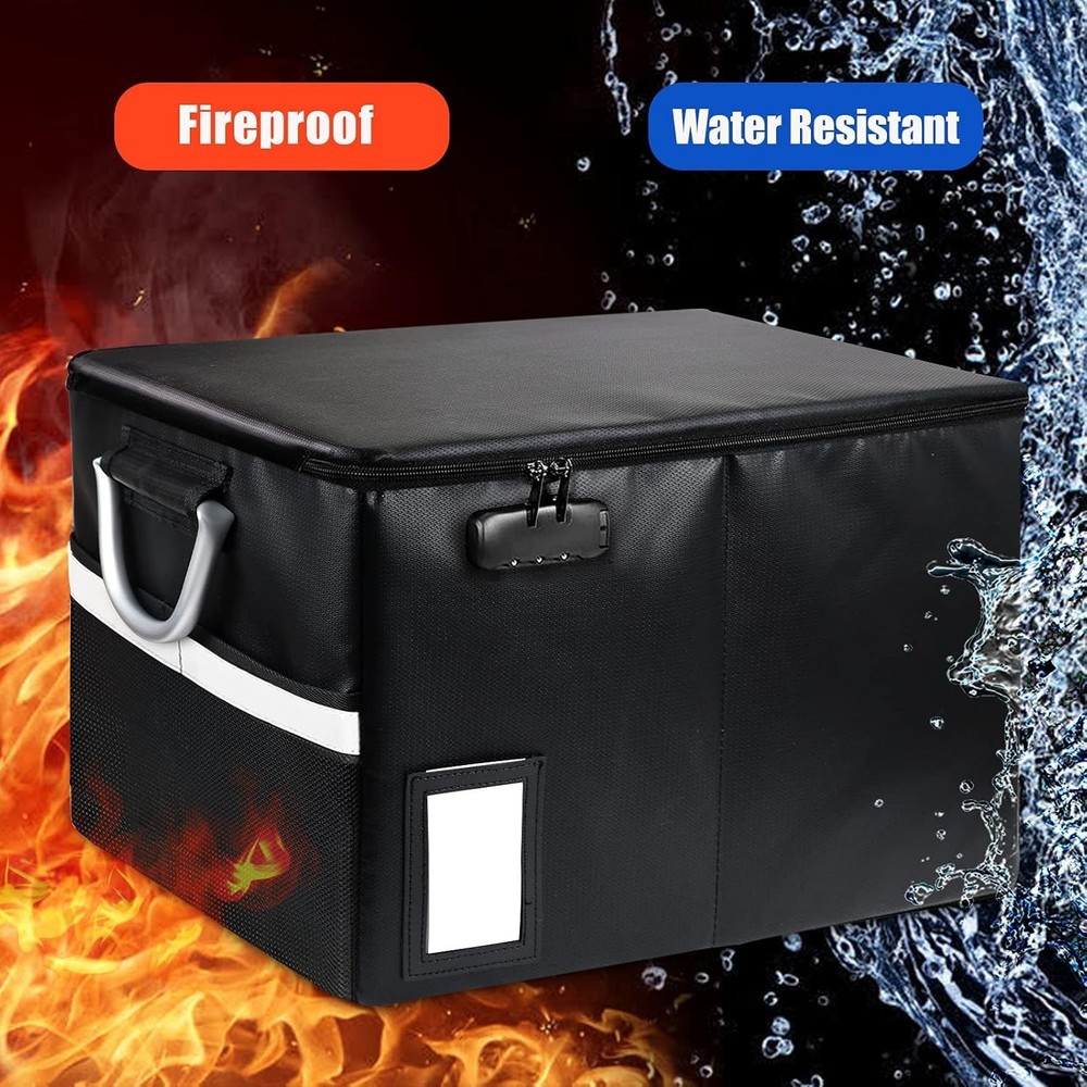 Fireproof Document Box with Lock - Portable Organizer