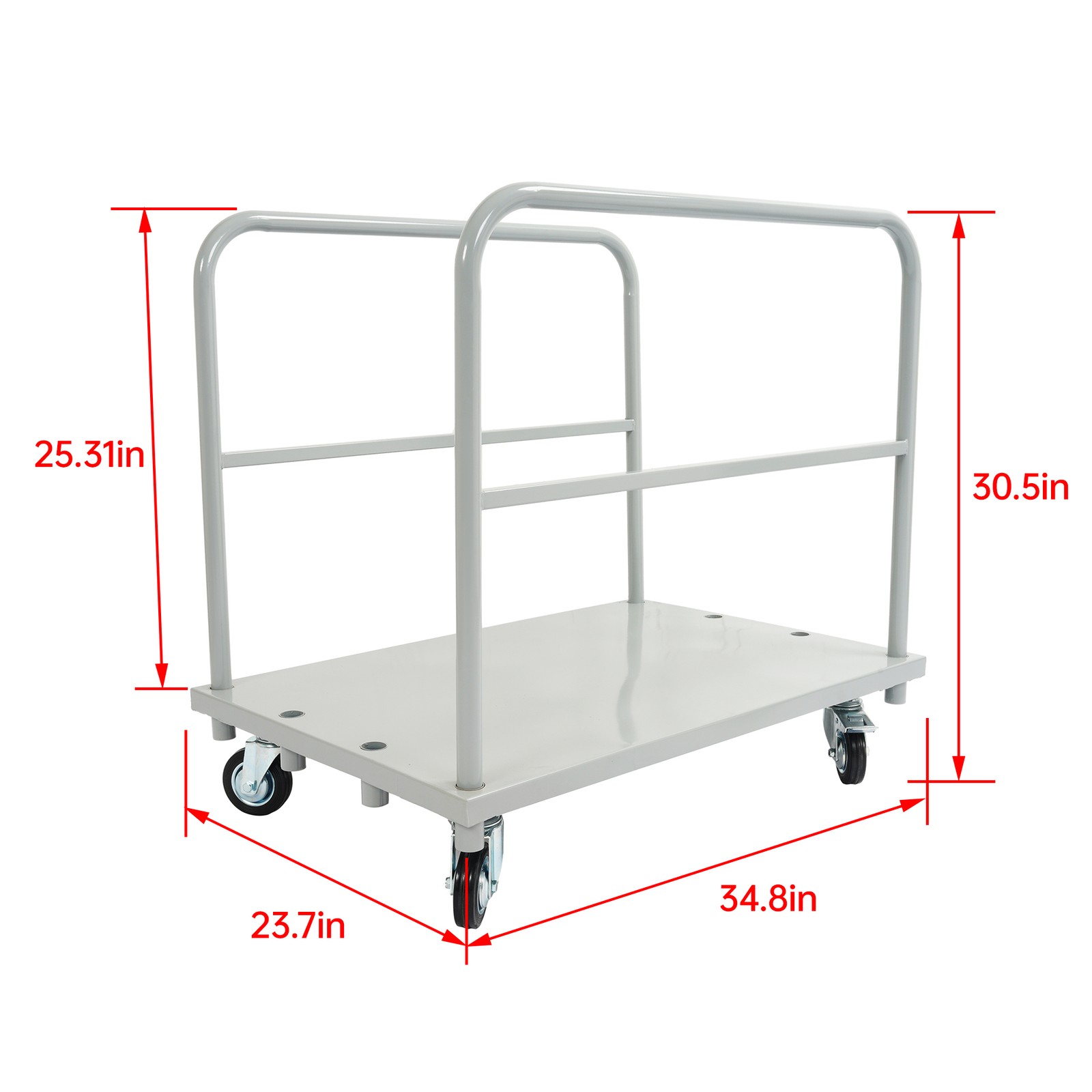 2-in-1 Platform Truck Cart Steel Panel Flatbed Dolly Cart 2000lbs with 4 Casters