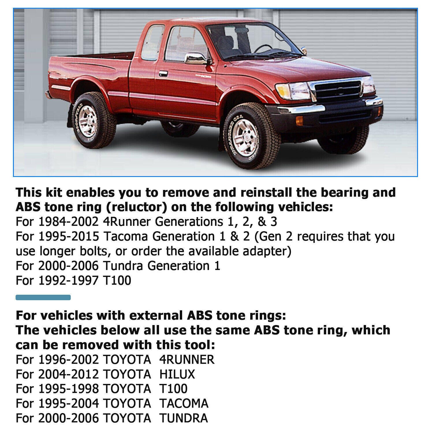 Rear Axle Bearing Puller W/ Tone Ring Tool for TOYOTA/Truck/SUV 1984-2020