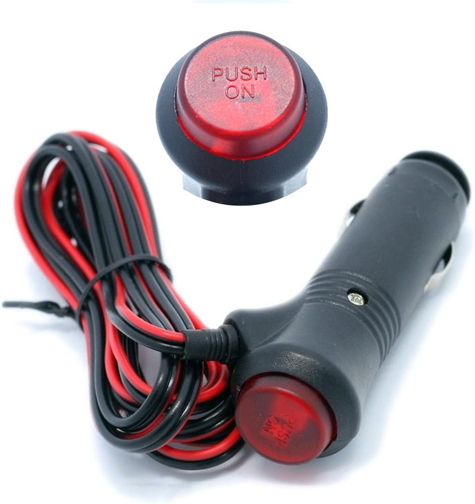 Car Cigarette Lighter Plug Adapter 10FT with LED Switch Button 12V Cigarette Lig