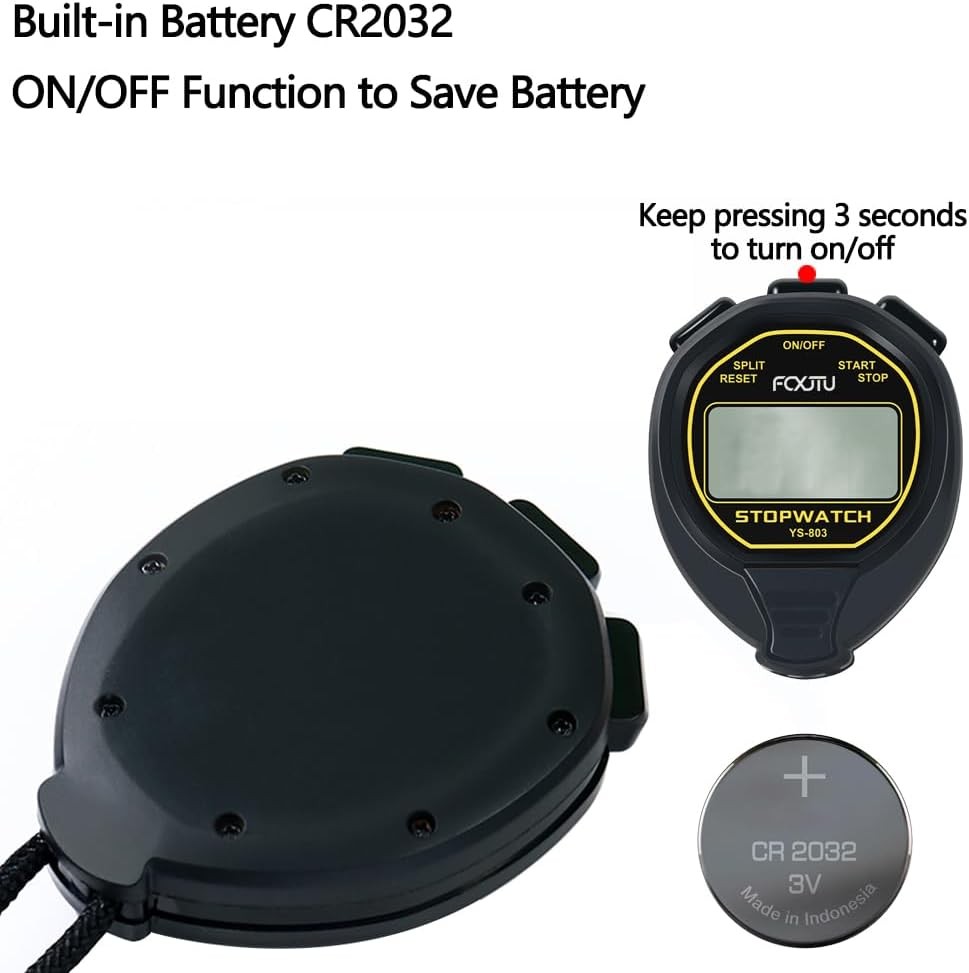 FCXJTU Digital Simple Stopwatch Timer, No Bells, Alarm, Basic Black