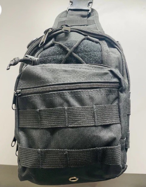 Black Tactical Sling Bag MOLLE Webbing Adjustable Strap Multiple Compartments