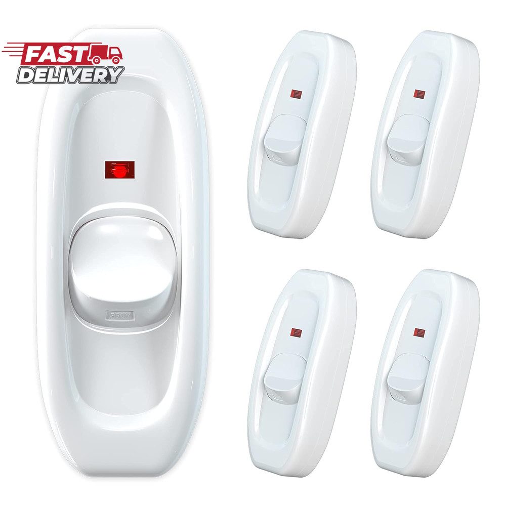5 Pack Appliance Switch On/Off Button Table Lamp Desk Light In-Line Cord Switch