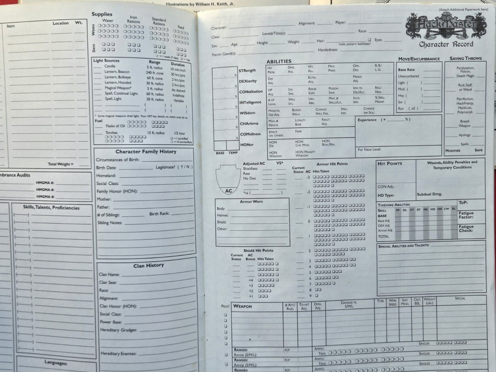 HackMaster Player Character Record 4th Edition Daredevil Adventures Deadly Coins