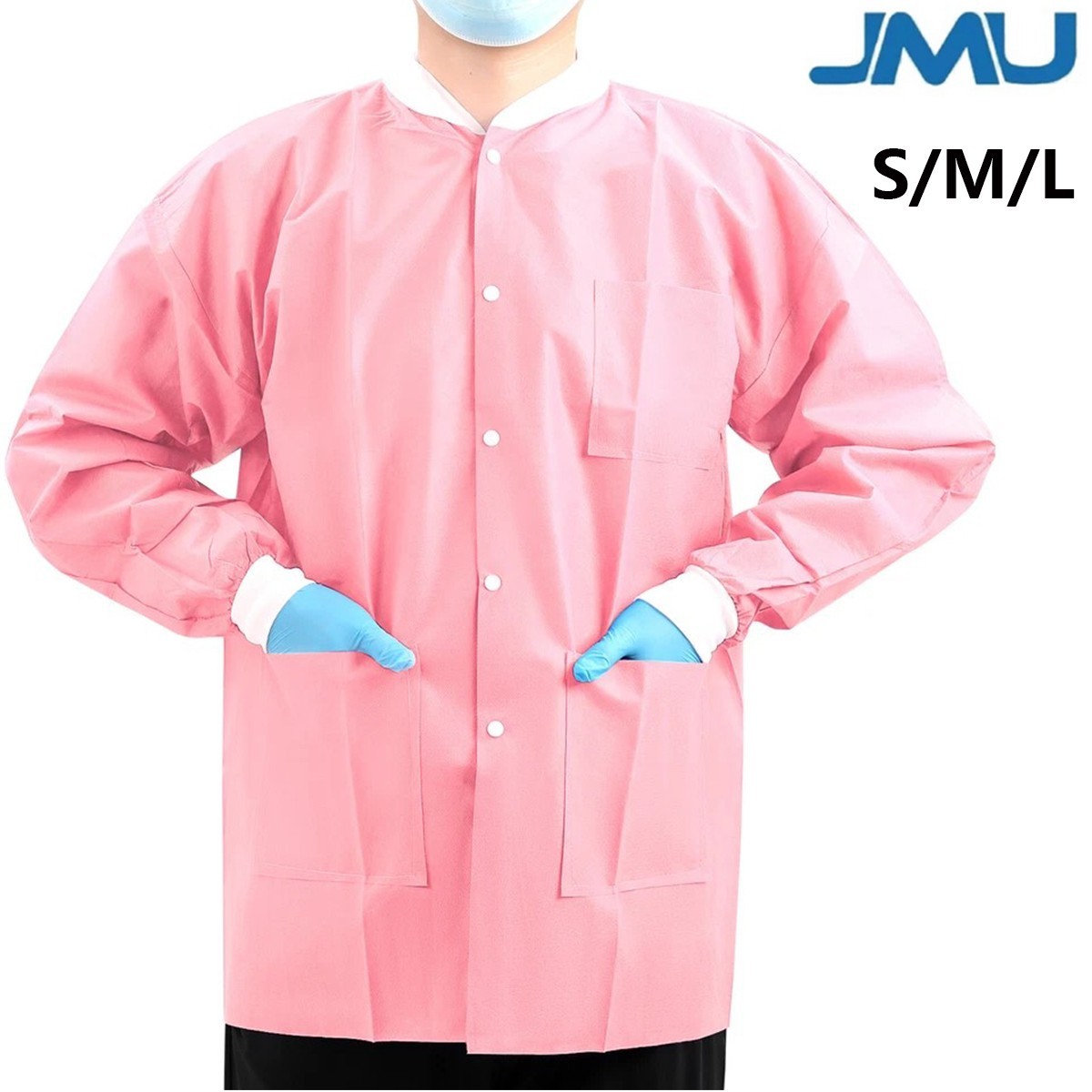 Dental Disposable SMS Lab Jackets Coats Unisex Hip-Length Uniform w/Pockets