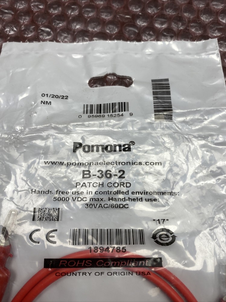 New ITT Pomona Electronics B-36-2 Banana Plug Patch Cord