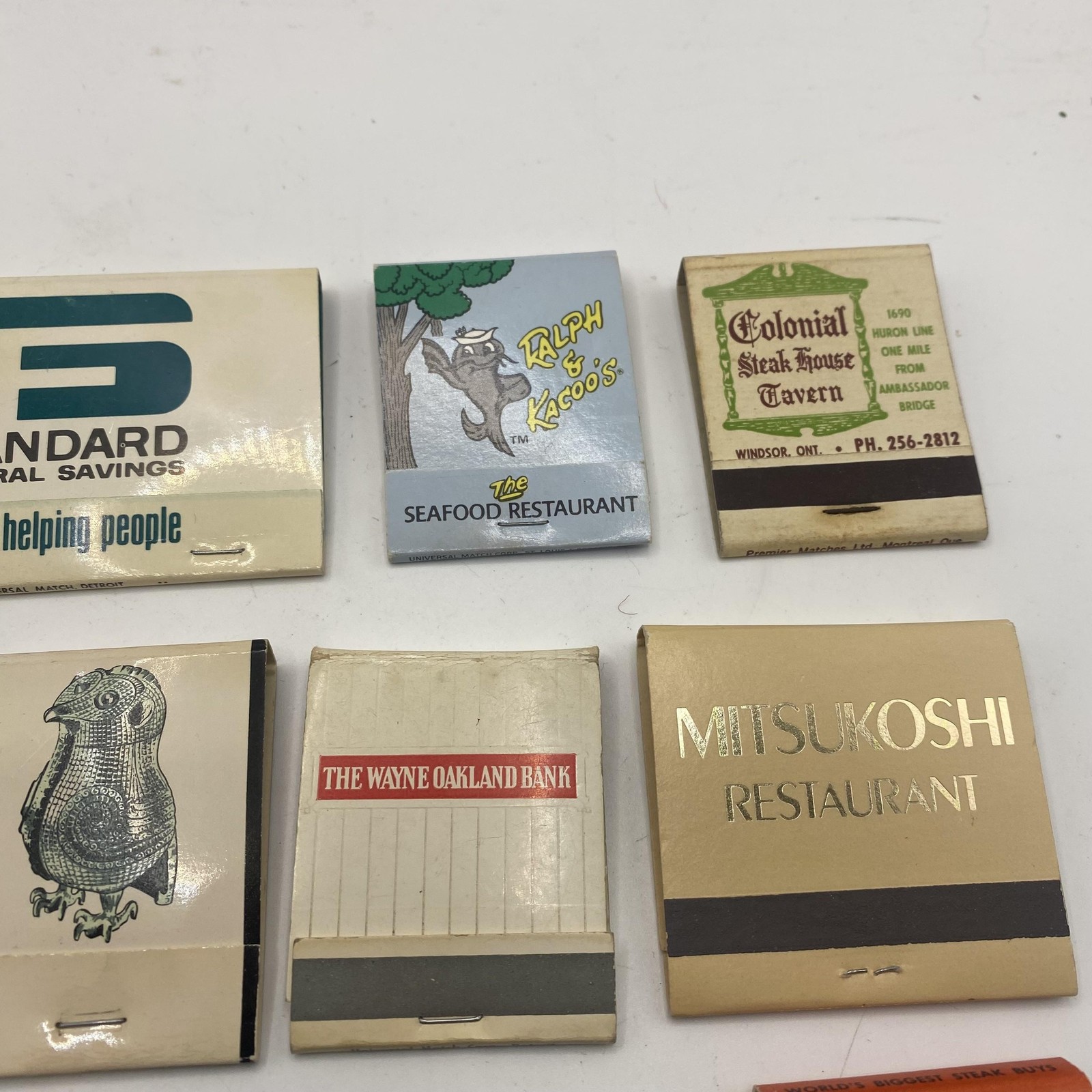 Vintage Advertising Matchbooks Lot 13 Restaurants Banks Auto Fish Market Steak