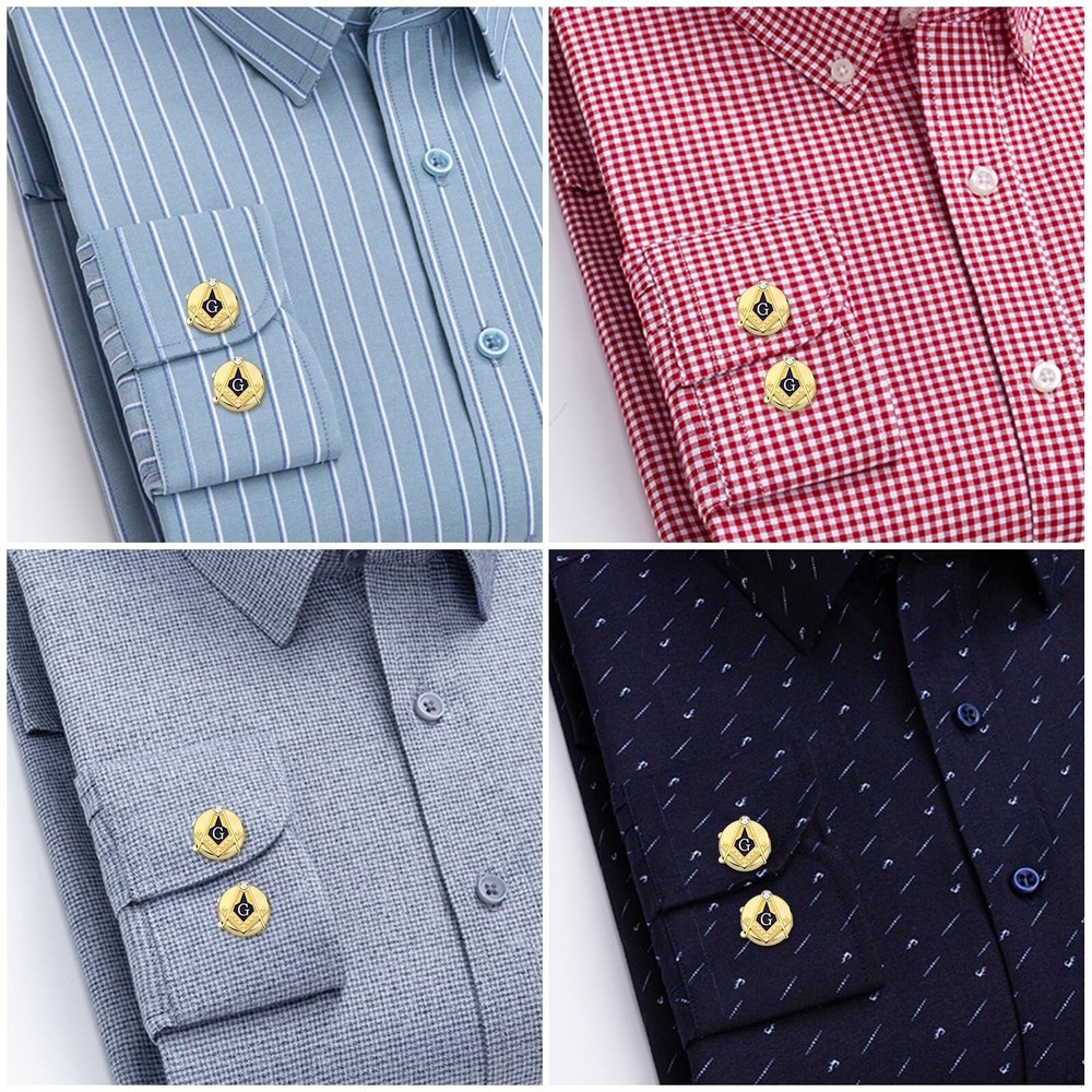 Masonic Button Covers, Square & Compass Cufflinks for Freemason 01