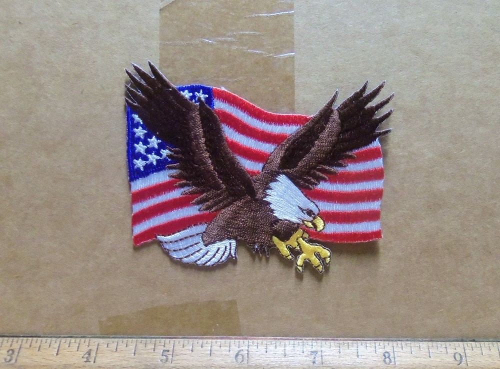 United States Flag with Eagle Embroidered Patch