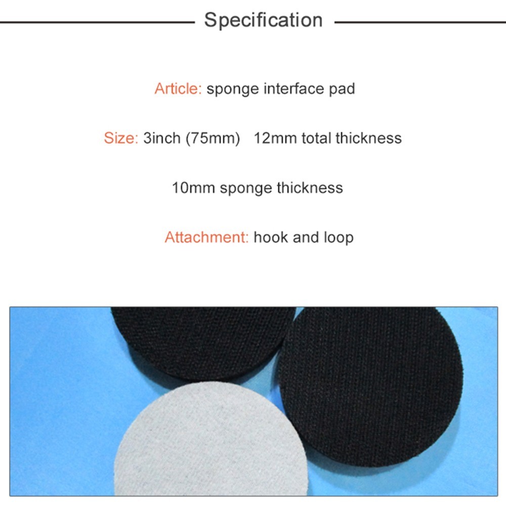 75mm(3) X 12mm Sponge Interface Interface Pad Layer Hook&Loop Power Tools Parts