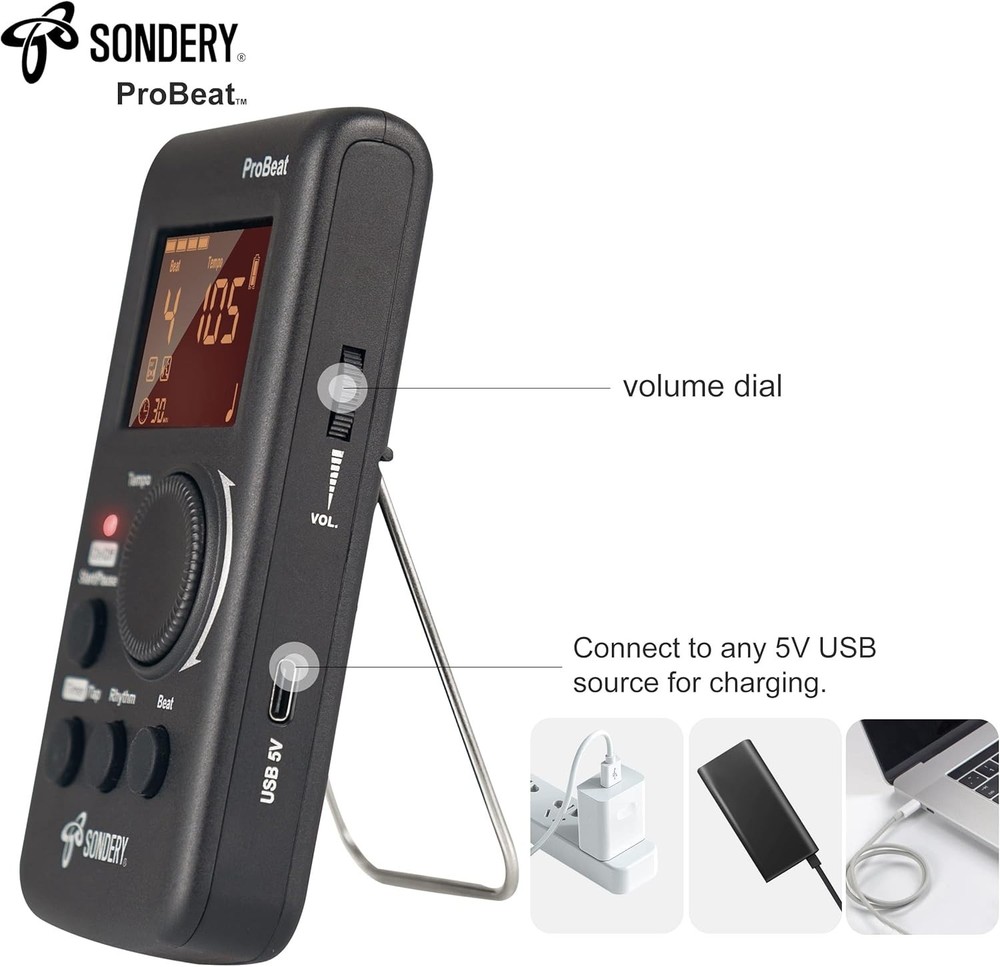 Rechargeable Digital Metronome with Vocal Counting