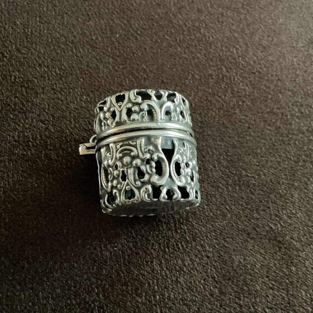 Antique Webster Sterling Silver Chatelaine Thimble Case Holder with Hanging Loop