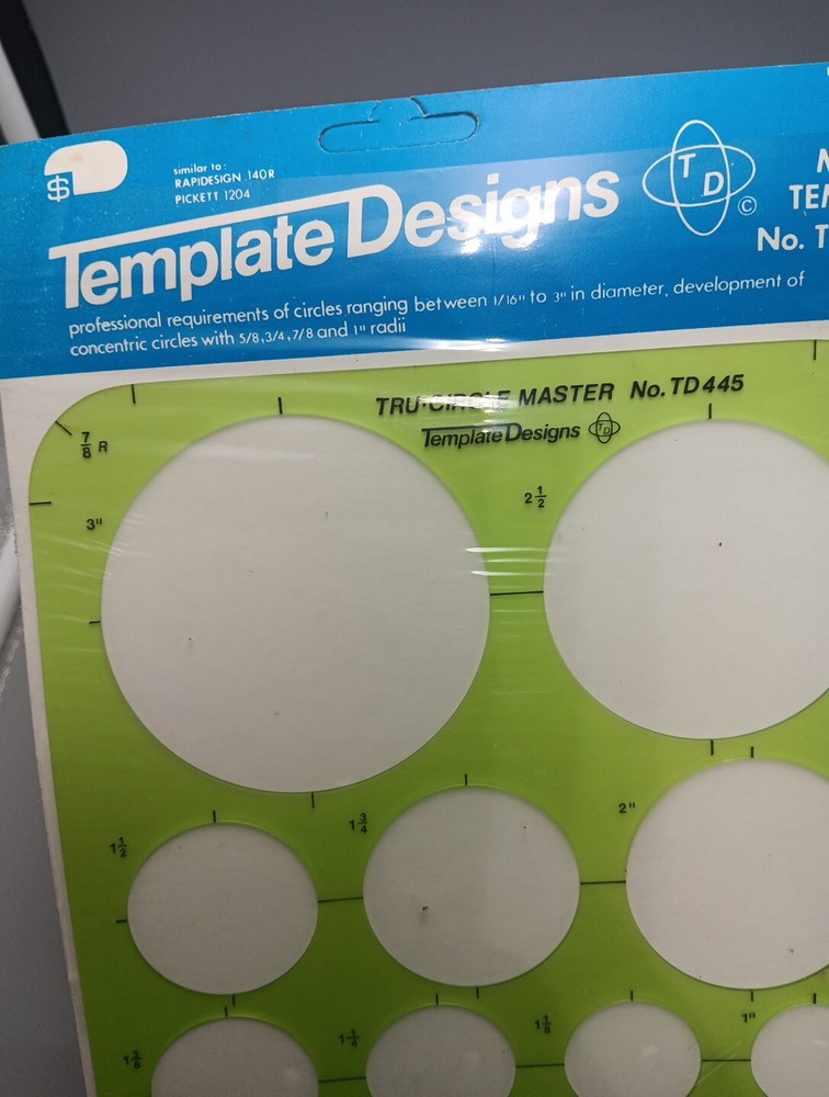Vtg TD445 Circle Guide Template Design Drawing & Drafting Tool Artists Architect