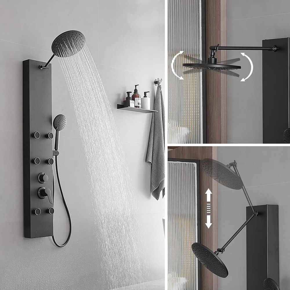 3 In1 Shower Panel Tower System Stainless Steel Multi-Function Shower Panel with