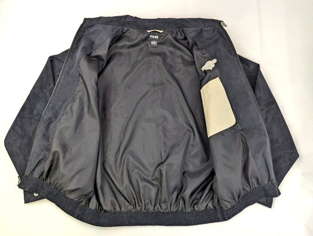 PING Collection Golf Jacket Men L Black Lightweight Bomber Full Zip Patch