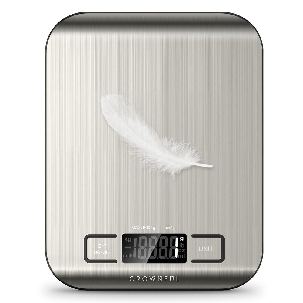 Precision Digital Kitchen Scale, 11 lb Capacity, Tare Function, Stainless Steel