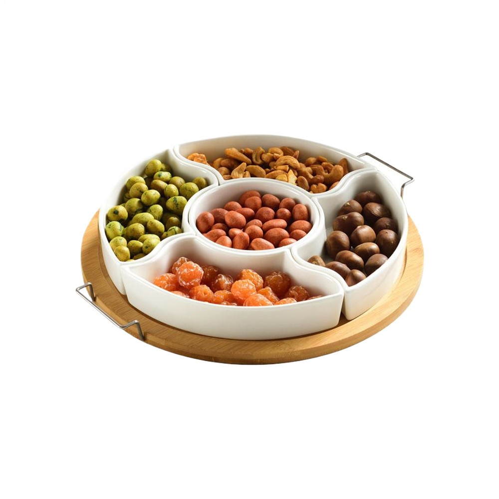 Snack Spinner Fruit Platter Tray for Parties Removable 5 Compartment