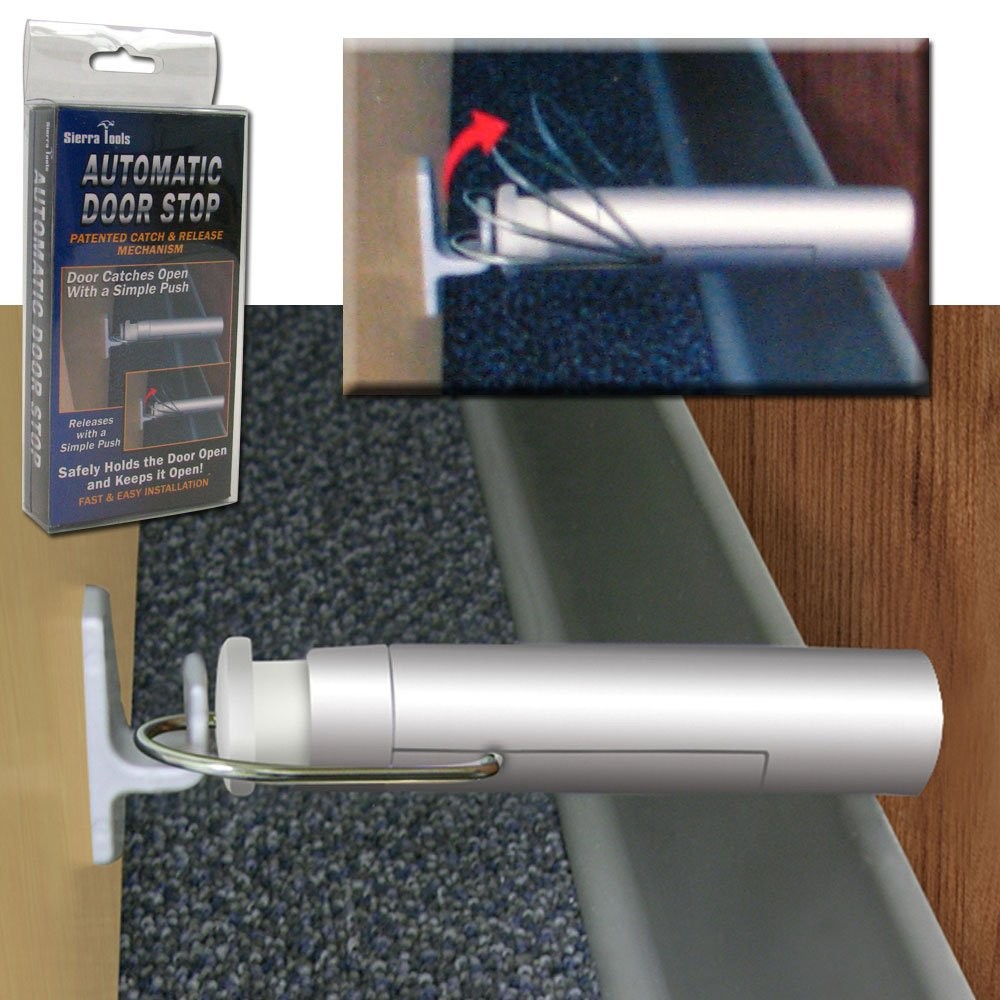 Sierra Tools 82-5351 Fast Installation Automatic Door Stop, Silver