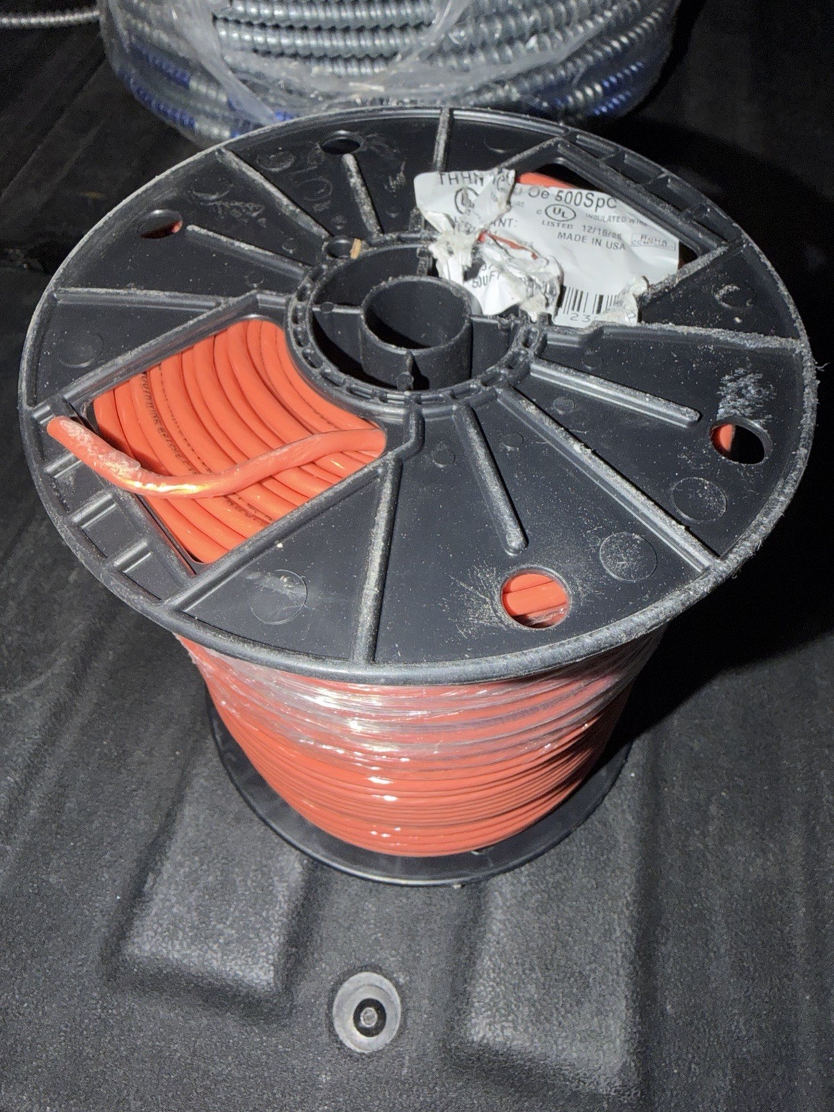 10 AWG THHN Stranded Copper Wire, PVC Insulation, Orange, 500 ft