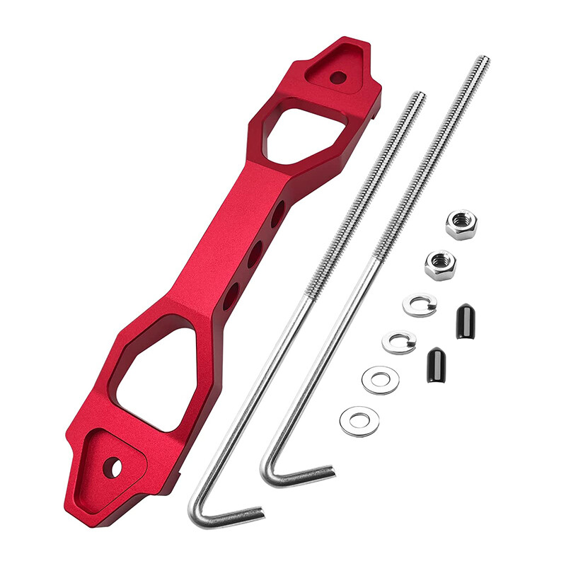 Red Heavy Duty Battery Hold Down Sets Tie Down Bracket With J Hook