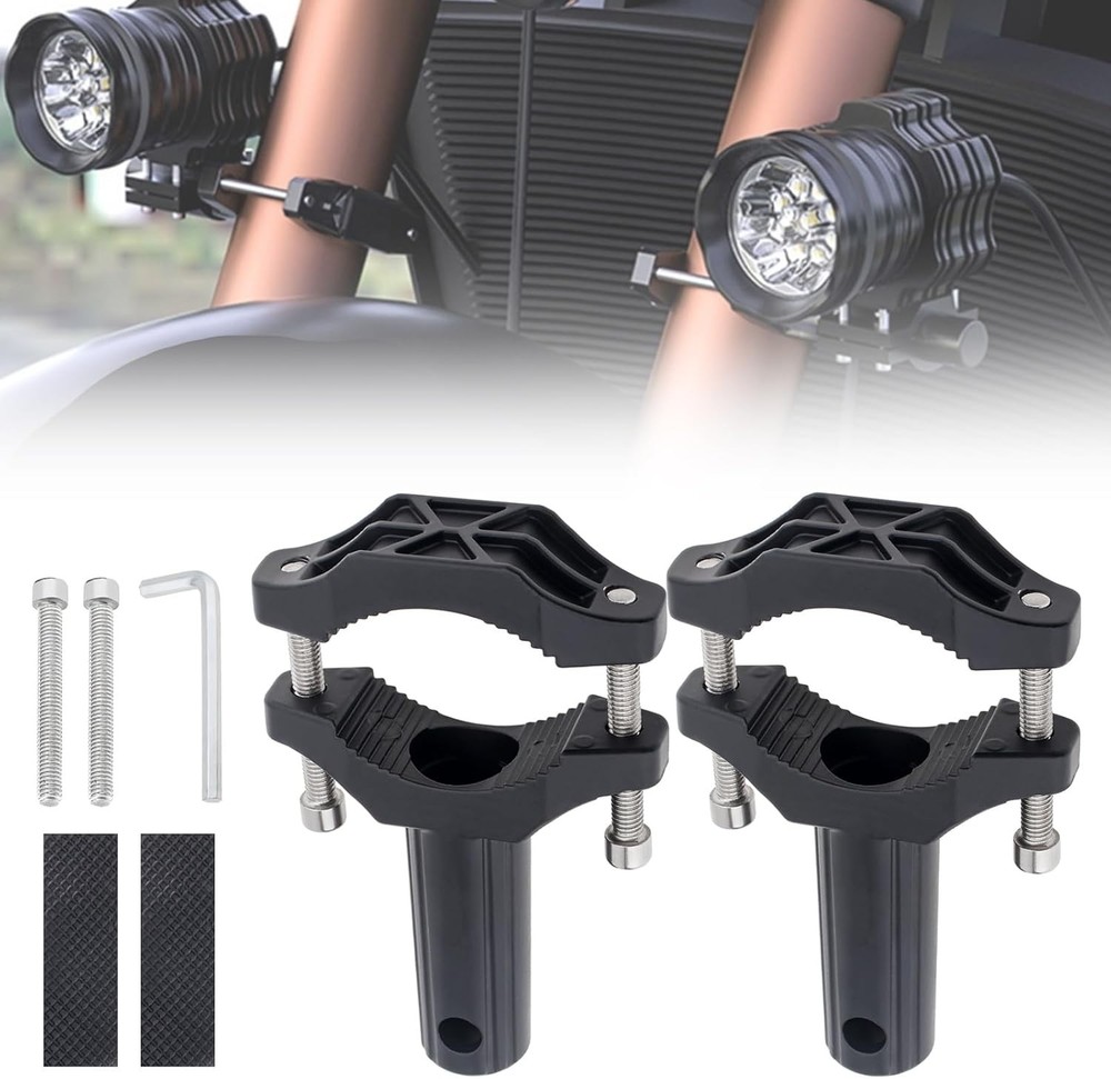 Motorcycle External Spotlight Mounting Bracket Handlebar Clamp Mount Holder PAIR