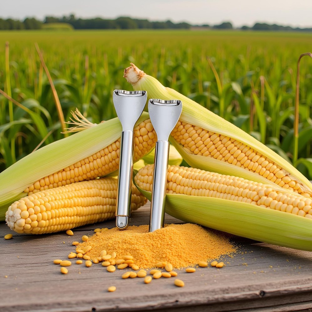 2Pcs Silver Corn Peeler Corn Planer Thresher Corn Kernel Remover Tool Stainless