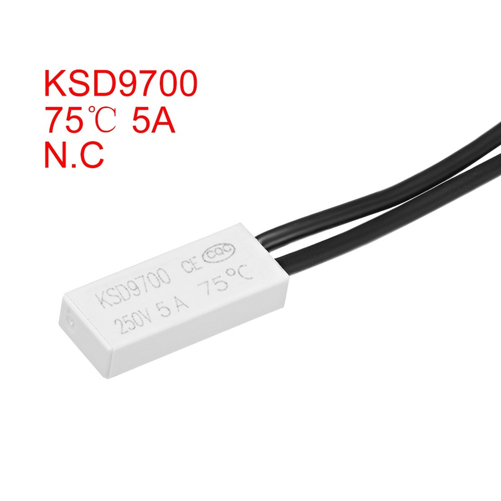 Thermostat 75℃ N.C 5A Plastic Bimetal Temperature Control Switch Controller 2pcs